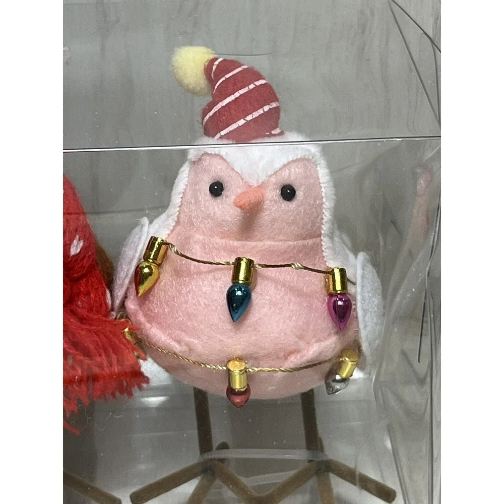Target Wondershop 2023 Featherly Friends Mini Christmas Birds set lot 3 pink red